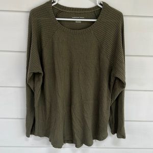 Long sleeve waffle knit top